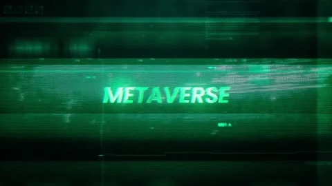 Metaverse Word on Noise Glitch Error technology futuristic data background Stock Footage 343577130