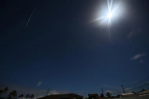 Meteor and Moon Stock Photos