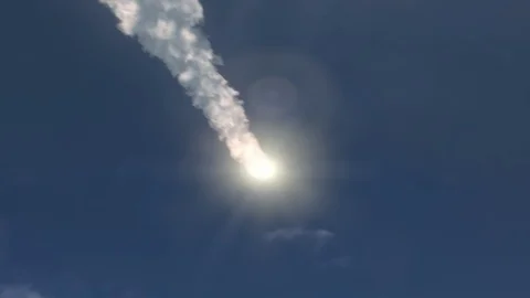Meteor (Asteroid) burning in atmosphere. Stock Footage 123672948