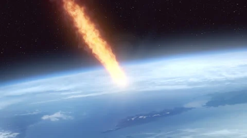 Meteor (Asteroid) burning in atmosphere. Stock Footage 281271596