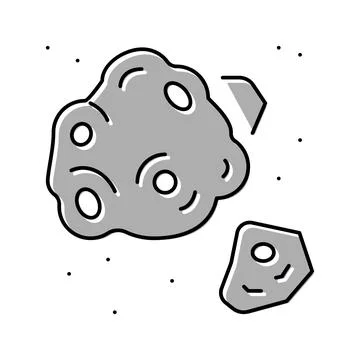 Meteor asteroid color icon vector flat illustration Illustrazione stock