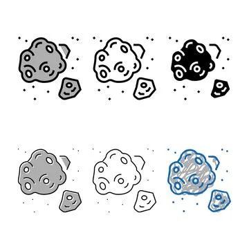 Meteor asteroid color icon vector flat variations Stock Illustration
