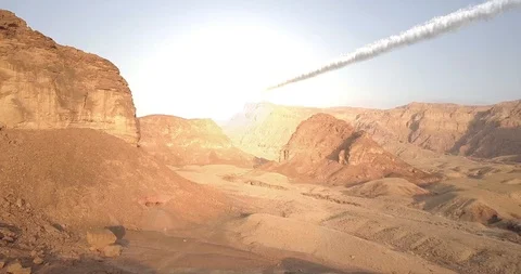Meteor Asteroid Crash in the Desert Mountain Illustration Stock Footage 108012159