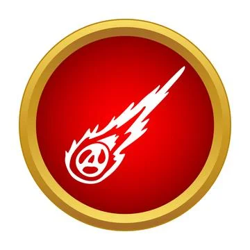 Meteor asteroid falling from space flat icon Stock Illustration