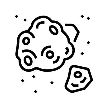 Meteor asteroid line icon vector black illustration 스톡 일러스트