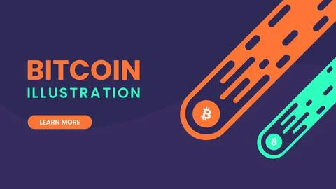 Meteor Bitcoin Flat Design Illustration Illustration