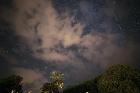 Meteor on a Cloudy Night Stock Photos