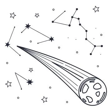 Meteor Comet Space Flight Flat Vector Stock Illustration