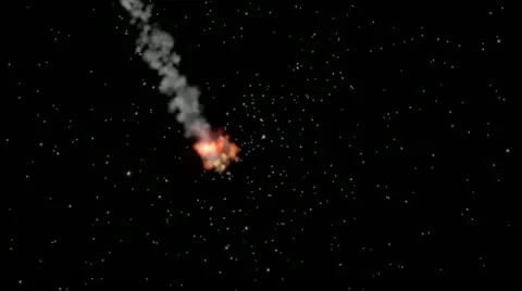 Meteor explodes on starry night Stock Footage 14342692