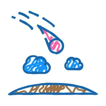 Meteor falling disaster icon doodle illustration Stock Illustration