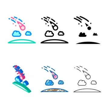 Meteor falling disaster range color icon vector Stock Illustration