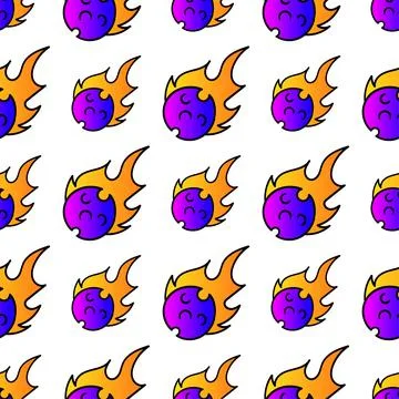 Meteor flame burn seamless pattern textile print. repeat pattern background d 库存插图