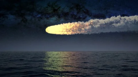 Meteor flying over the sea Stock Footage 65194835