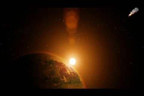 Meteor hitting earth Stock Footage 587089