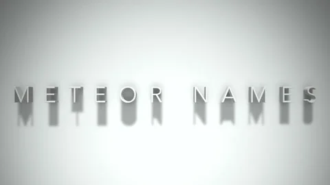 Meteor names 3D title animation with shadows on a white background Stock Footage 298001789