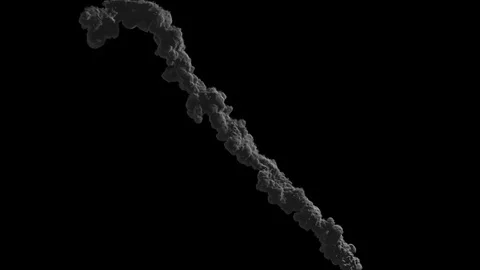 Meteor or asteroid falls down trail smokes, with alpha mask Stock Footage 78031390