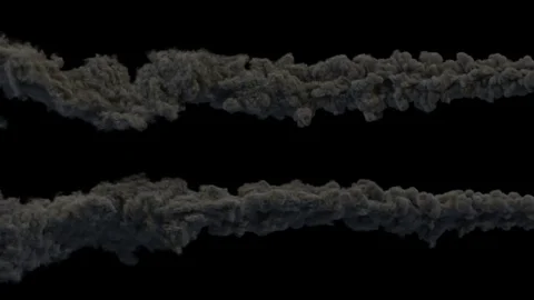 Meteor or asteroid trail black smokes, with alpha mask Stock Footage 83658038