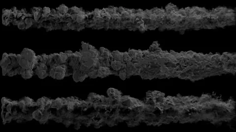 Meteor or asteroid trail smokes with three different details, with alpha mask Stock Footage 78031485