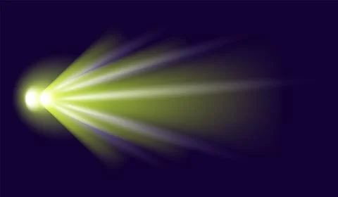 Meteor or comet. Neon space flying meteorite or asteroid, realistic vector Stock Illustration