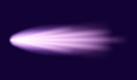 Meteor or comet. Neon space flying meteorite or asteroid, realistic vector Stock Illustration