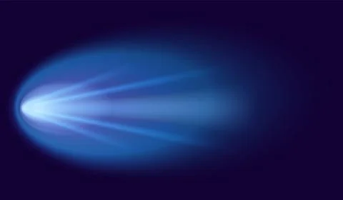 Meteor or comet. Neon space flying meteorite or asteroid, realistic vector Stock Illustration