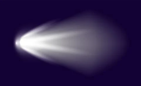 Meteor or comet. Neon space flying meteorite or asteroid, realistic vector Illustrazione stock
