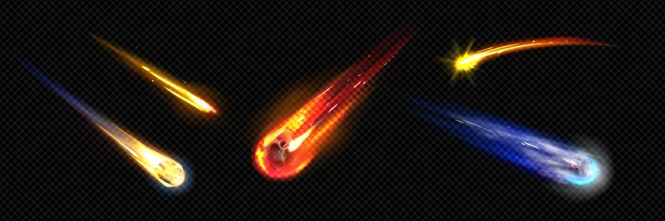 Meteor or comet space trail fire light effect Illustrazione stock