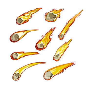 Meteor set cartoon vector illustration Stock Illustration