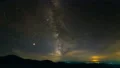 The meteor shower above mountains. evening night time 4k or 4k+ Resolution