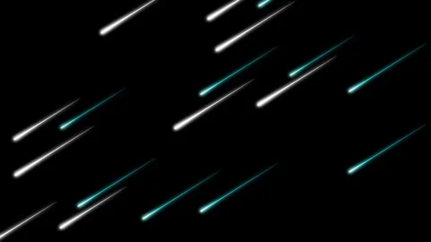 Meteor shower falling animation with glowing white and blue light trails. Stock Footage 327679392