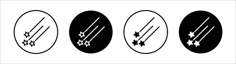 Meteor shower flat line icon set. Meteor shower Thin line illustration vector Stock Illustration