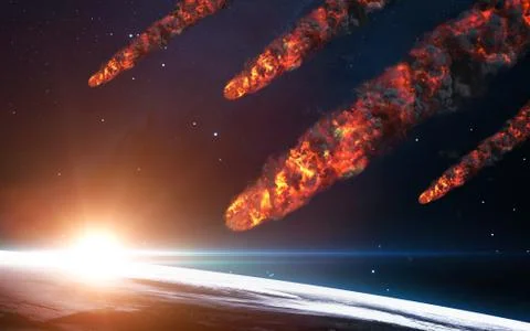 Meteor shower from orbit Stock Photos