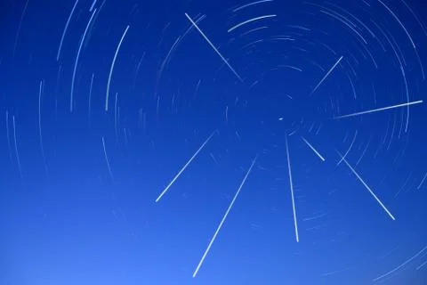 The meteor shower of the Perseids. Stock Photos