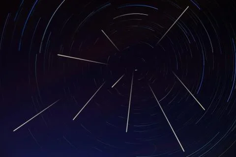 The meteor shower of the Perseids. Stock Photos
