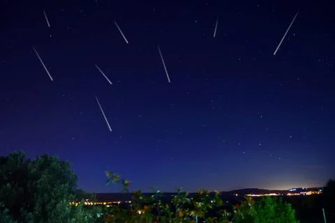 The meteor shower of the Perseids. Foto stock