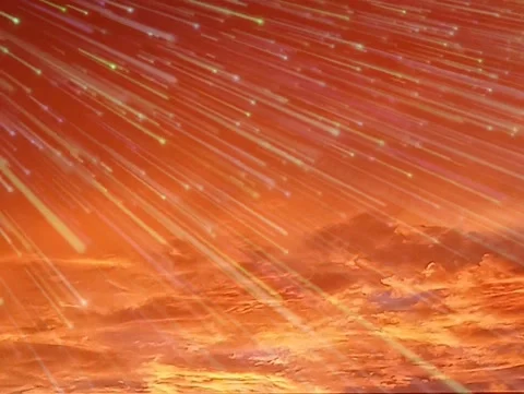 Meteor shower with red sky Stock Footage 202617165