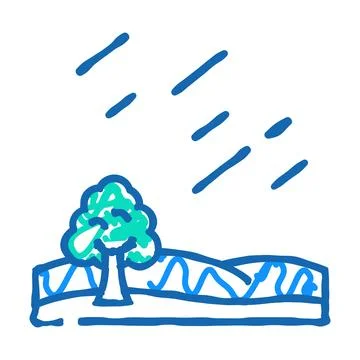 Meteor shower space exploration icon doodle illustration Stock Illustration