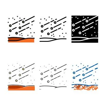 Meteor shower space exploration styles color icon vector Stock Illustration