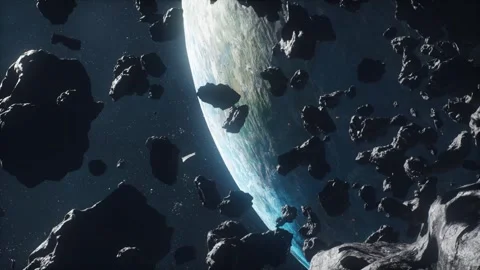 Meteor showers and asteroids over our planet. Weightlessness and science. Stock Footage 301765015
