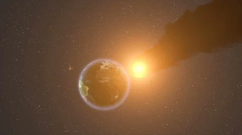Meteor Strike Over Earth Stock Footage 64353633