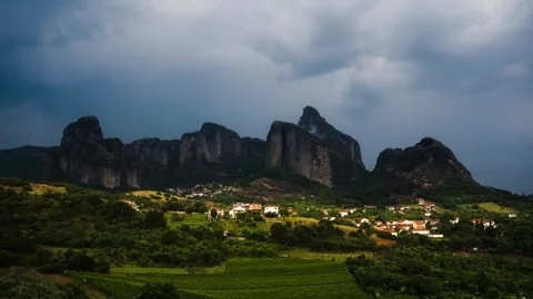 METEORA 5k Timelpase At Greece Stock Footage 245298989