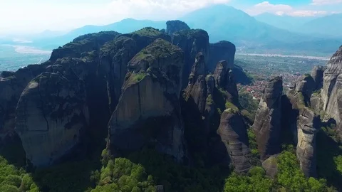 Meteora Greece Aerial 스톡 동영상 80407915