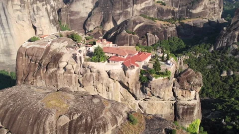 Meteora Monasteries, drone-shot Stock Footage 141312286