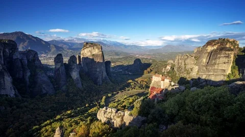 Meteora monasteries in Greece, timelapse Stock Footage 84839111