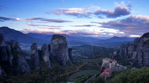 Meteora monasteries in Greece, timelapse Stock Footage 86482146