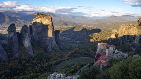 Meteora monasteries in Greece, timelapse Stock Footage 90280639
