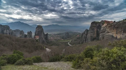 Meteora Monasteries, Greece, Timelapse Video stock 233471234