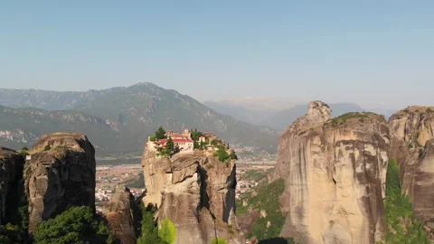 Meteora Monastery fly-over Stock Footage 141310201