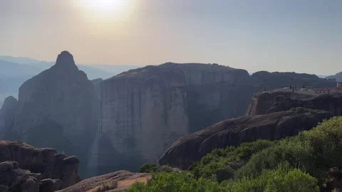 Meteora monastery panorama in summer. Video stock 250445440