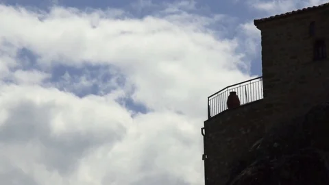 Meteora monastery thessaly, time lapse  monastery holy trinity in meteora greece Video stock 129091025